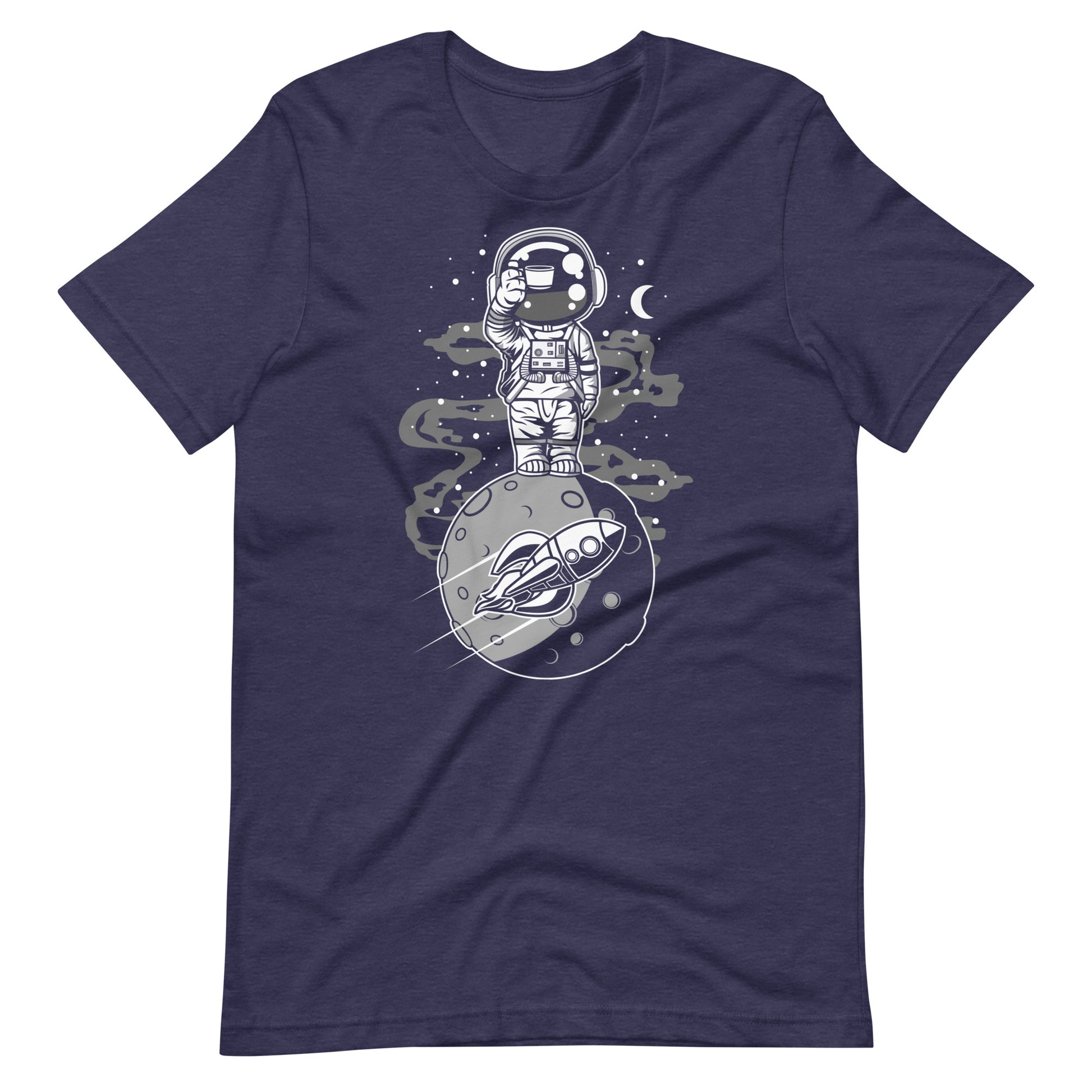 Astronaut Standing on the Moon - Men's t-shirt - Heather Midnight Navy Front