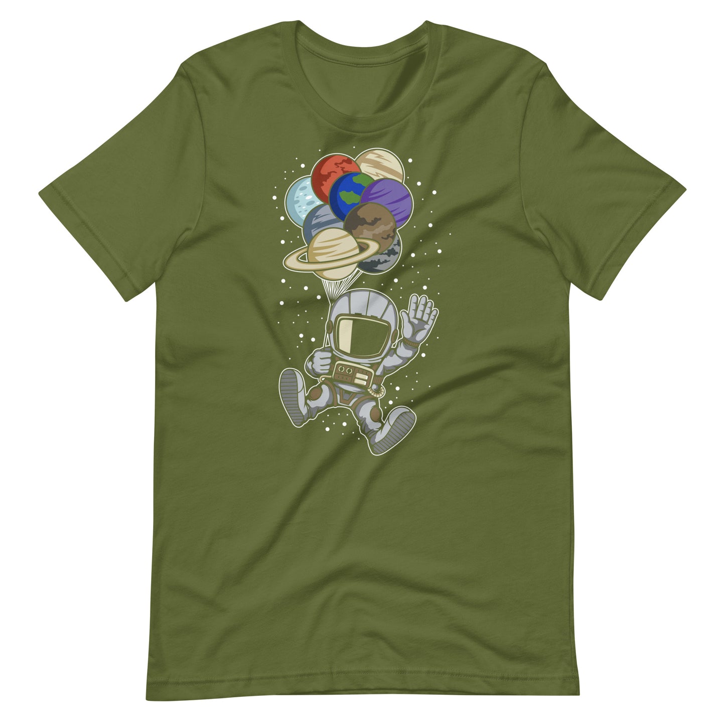 Astronaut Balloon Planets - Men's t-shirt - Olive Front