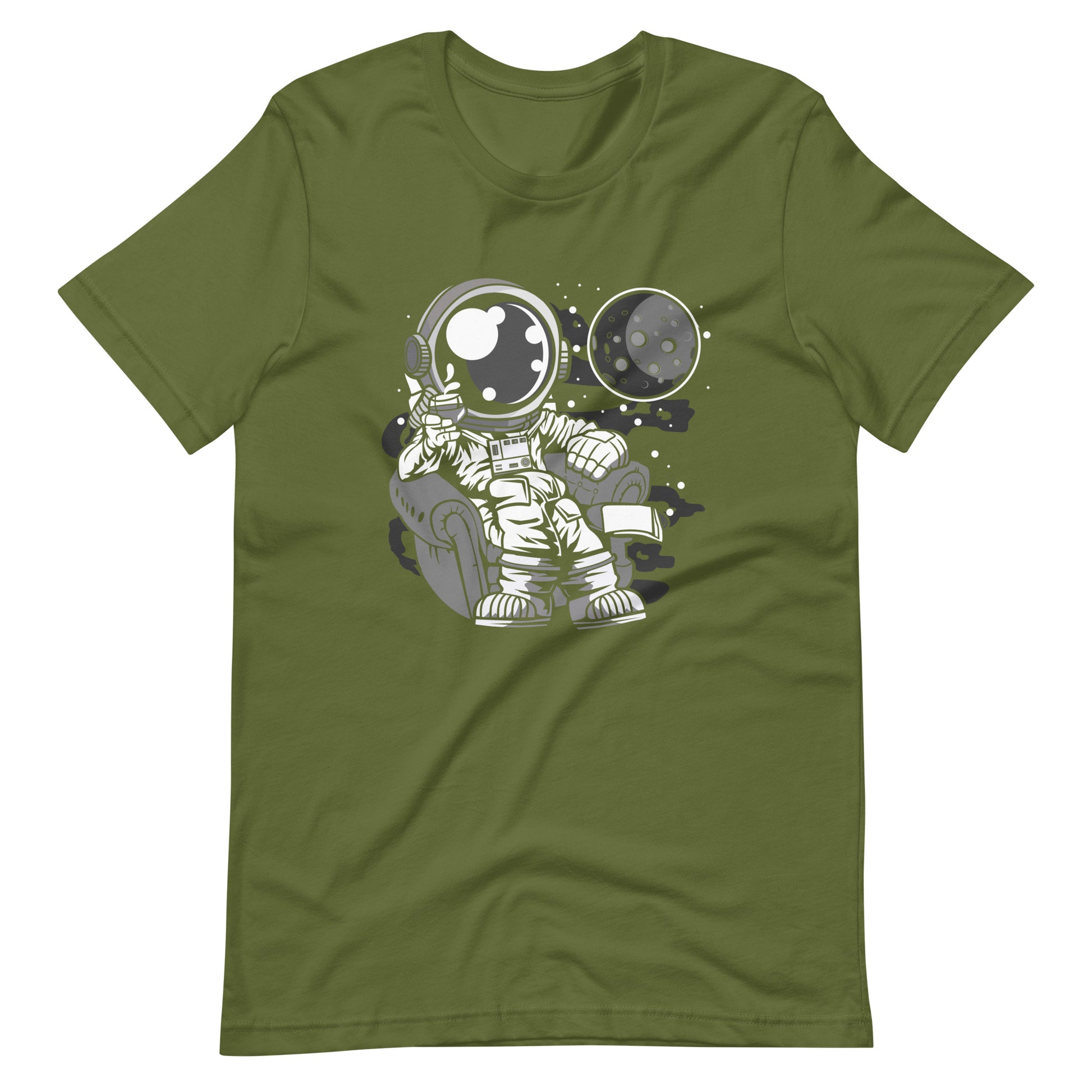 Astronaut Drinking and Relax - Men's t-shirt - Olive Front