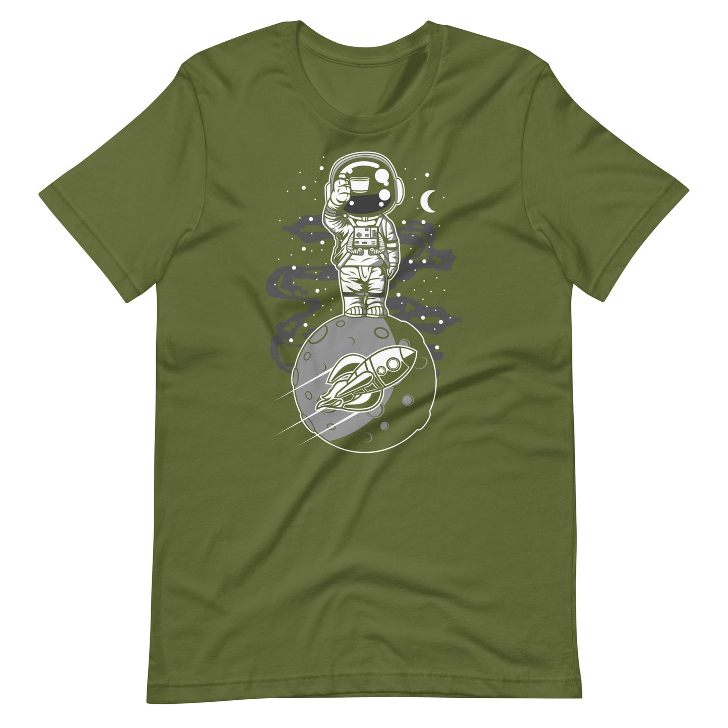 Astronaut Standing on the Moon - Men's t-shirt - Olive Front