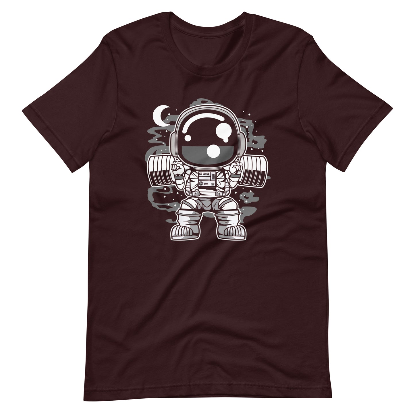 Astronaut Barbell Body Builder - Men's t-shirt - Oxblood Black Front