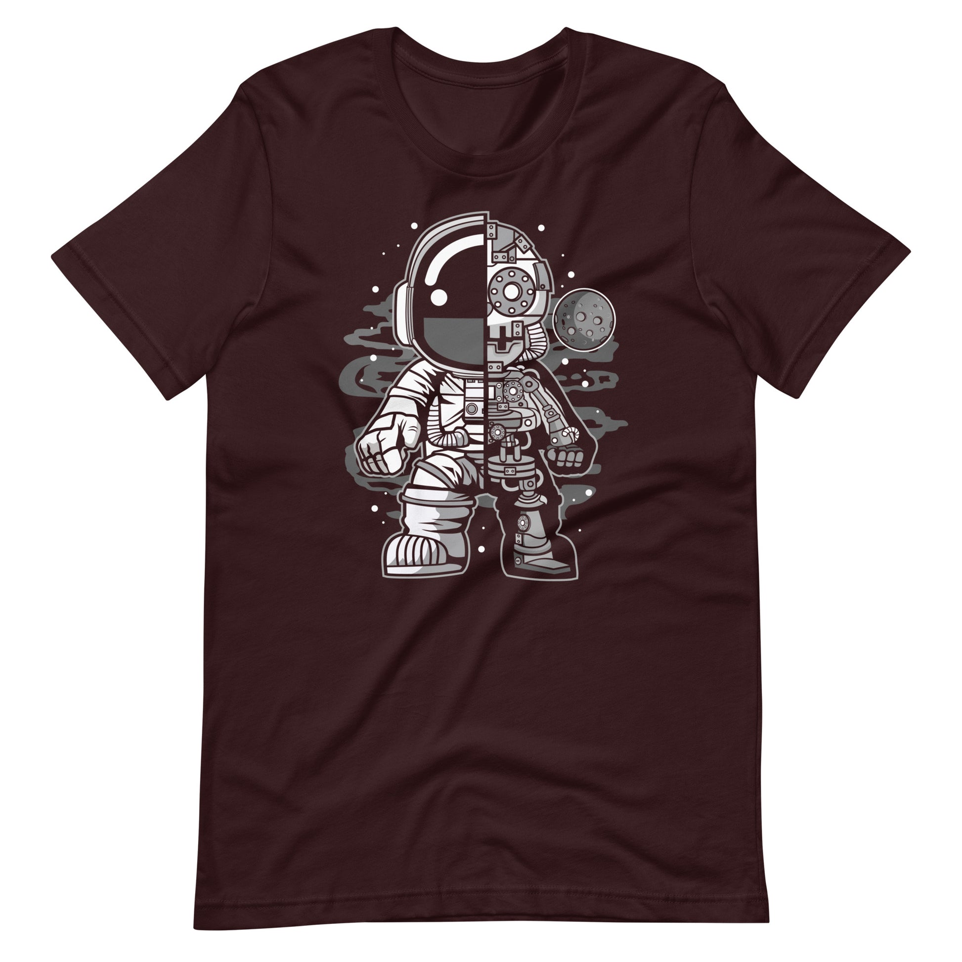 Astronaut Half Robot - Men's t-shirt - Oxblood Black Front