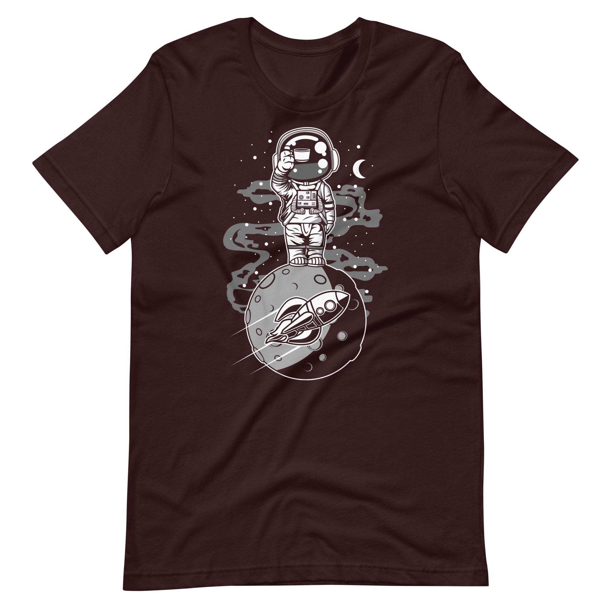 Astronaut Standing on the Moon - Men's t-shirt - Oxblood Black Front