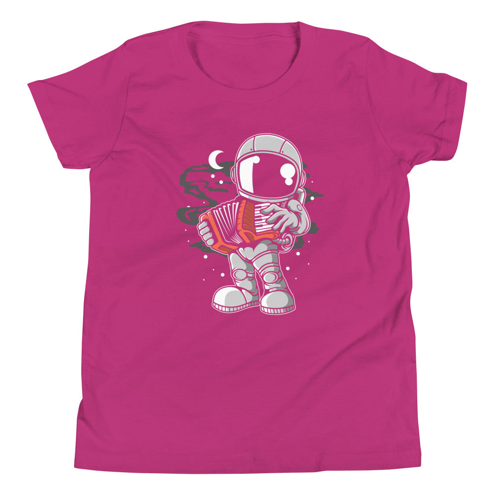 Astronaut Accordion - Youth Short Sleeve T-Shirt - Berry Front