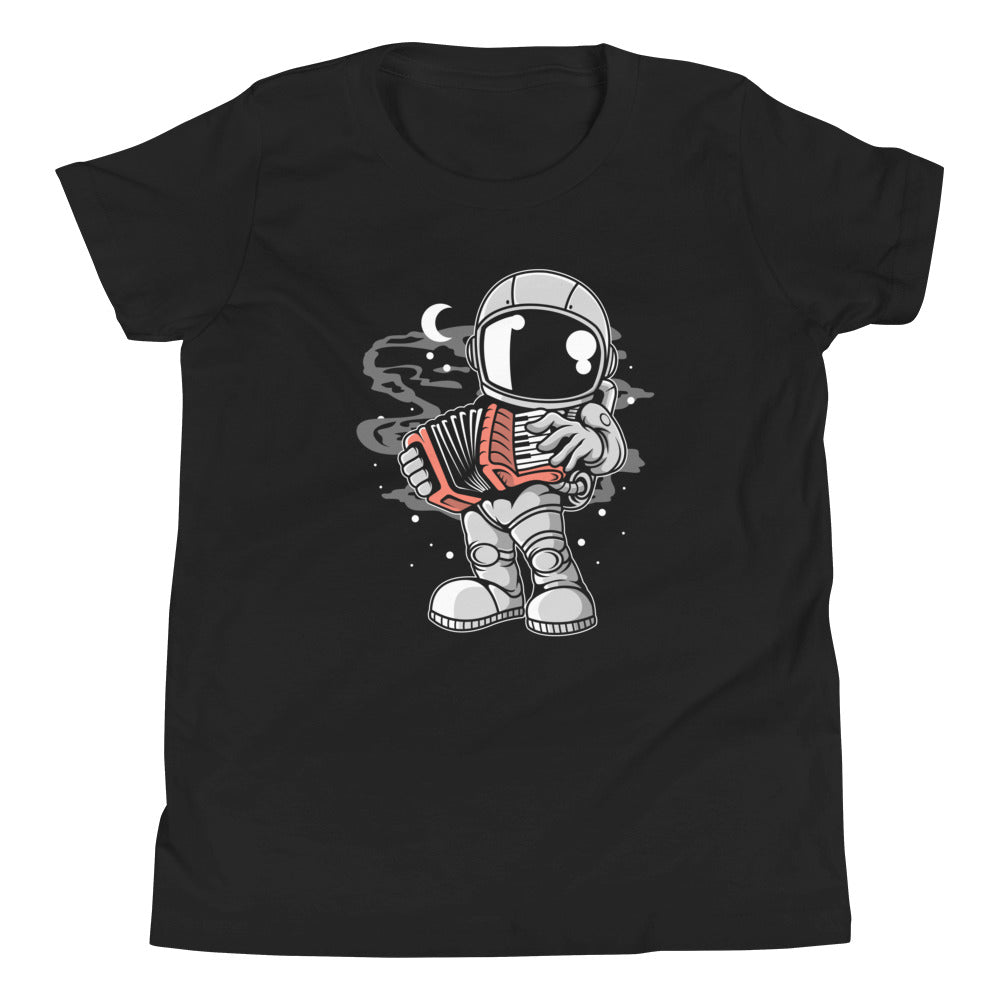 Astronaut Accordion - Youth Short Sleeve T-Shirt - Black Front