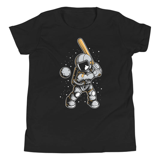 Astronaut Baseball - Youth Short Sleeve T-Shirt - Black Front