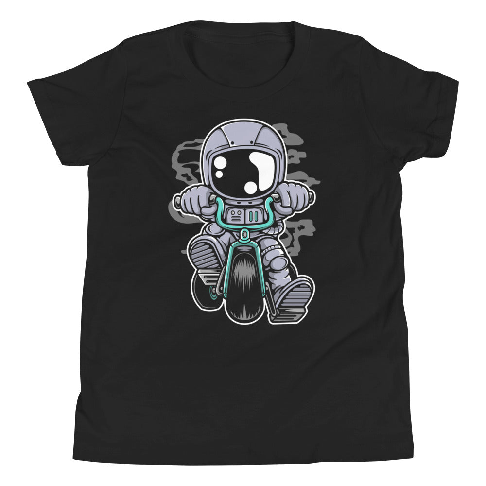 Astronaut Biker - Youth Short Sleeve T-Shirt - Black Front