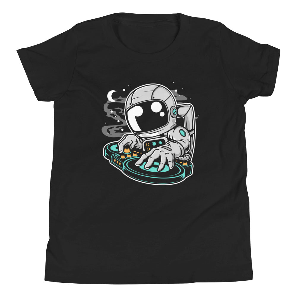 Astronaut DJ - Youth Short Sleeve T-Shirt - Black Front