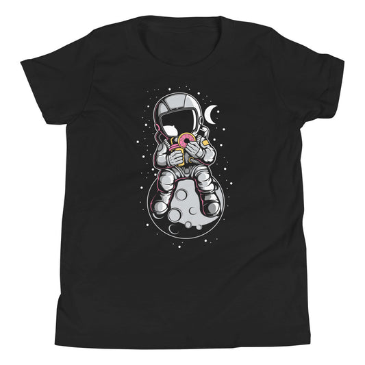 Astronaut Donuts - Youth Short Sleeve T-Shirt - Black Front