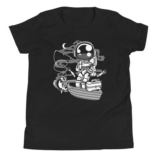 Astronaut Fisherman - Youth Short Sleeve T-Shirt - Black Front