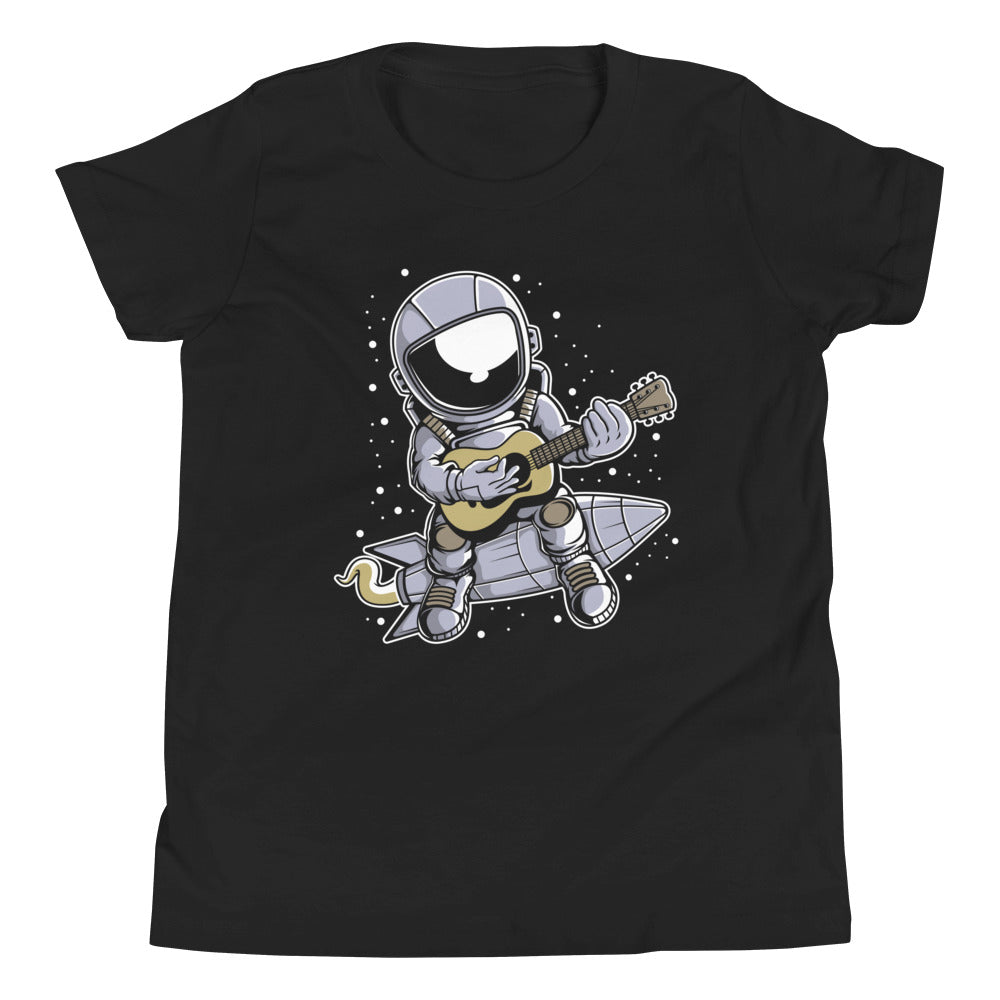 Astronaut Guitar - Youth Short Sleeve T-Shirt - Black Front