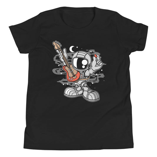 Astronaut Guitar 2 - Youth Short Sleeve T-Shirt - Black Front