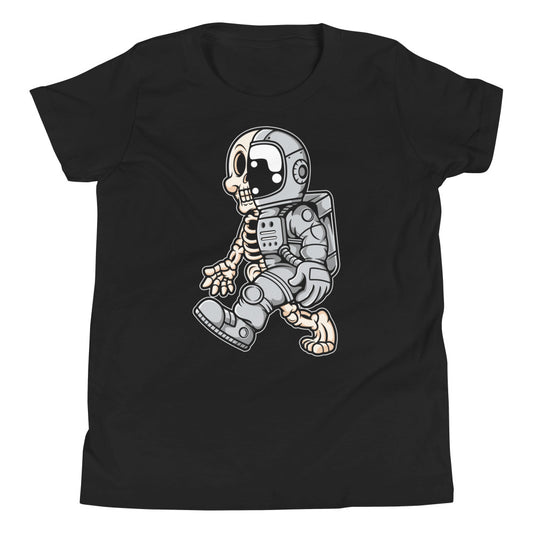 Astronaut Half Skull - Youth Short Sleeve T-Shirt - Black Front