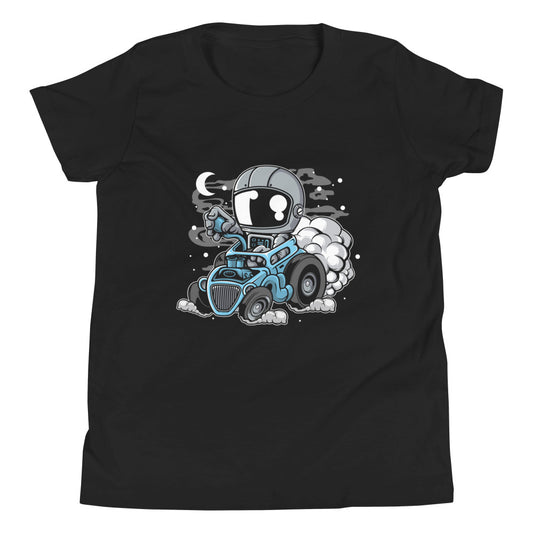 Astronaut Hotrod - Youth Short Sleeve T-Shirt - Black Front