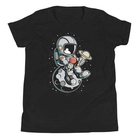 Astronaut Ice Cream - Youth Short Sleeve T-Shirt - Black Front