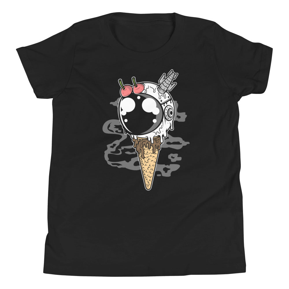 Astronaut Ice Cream 2 - Youth Short Sleeve T-Shirt - Black Front