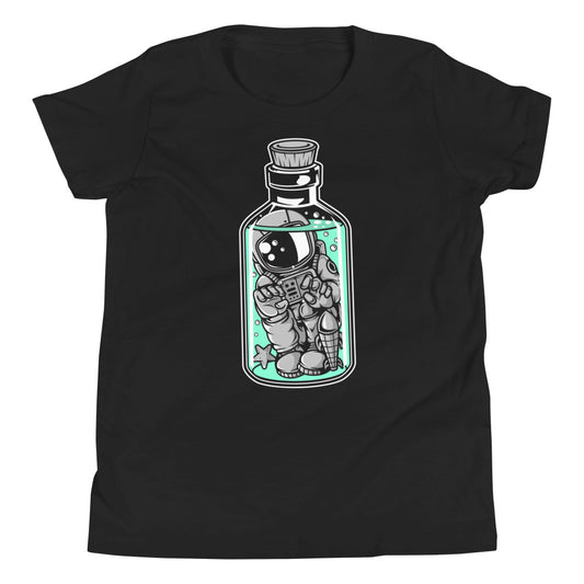 Astronaut In the Bottle - Youth Short Sleeve T-Shirt - Black Front