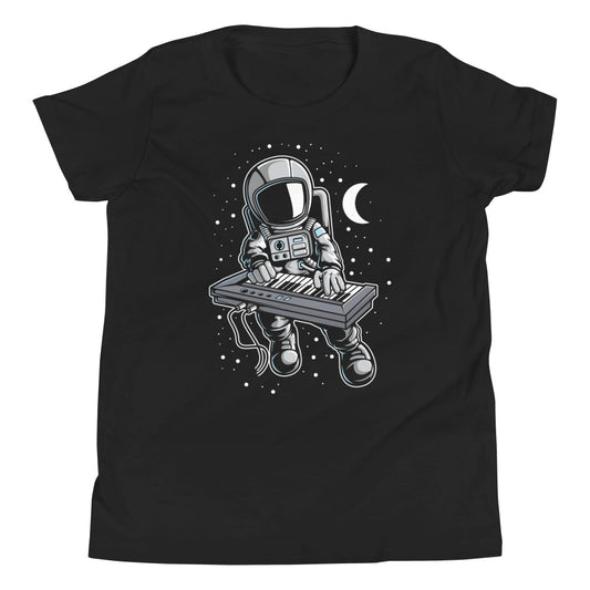 Astronaut Keyboard - Youth Short Sleeve T-Shirt - Black Front