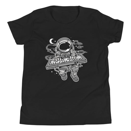 Astronaut Keyboard 2 - Youth Short Sleeve T-Shirt - Black Front