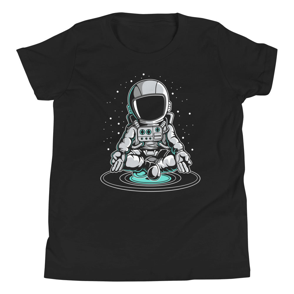 Astronaut Meditation - Youth Short Sleeve T-Shirt - Black Front