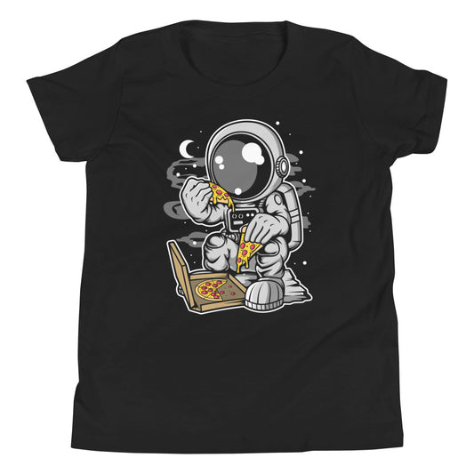 Astronaut Pizza - Youth Short Sleeve T-Shirt - Black Front