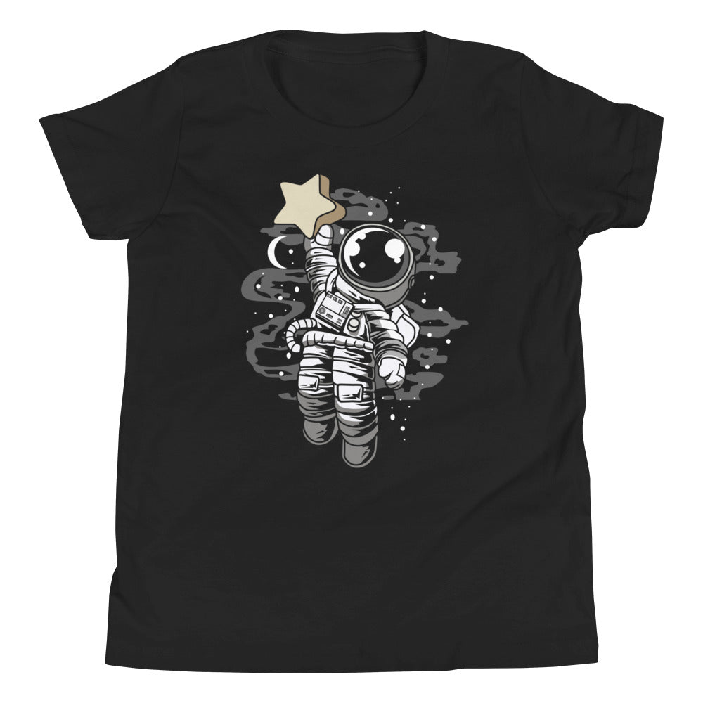 Astronaut Reach the Star - Youth Short Sleeve T-Shirt - Black Front