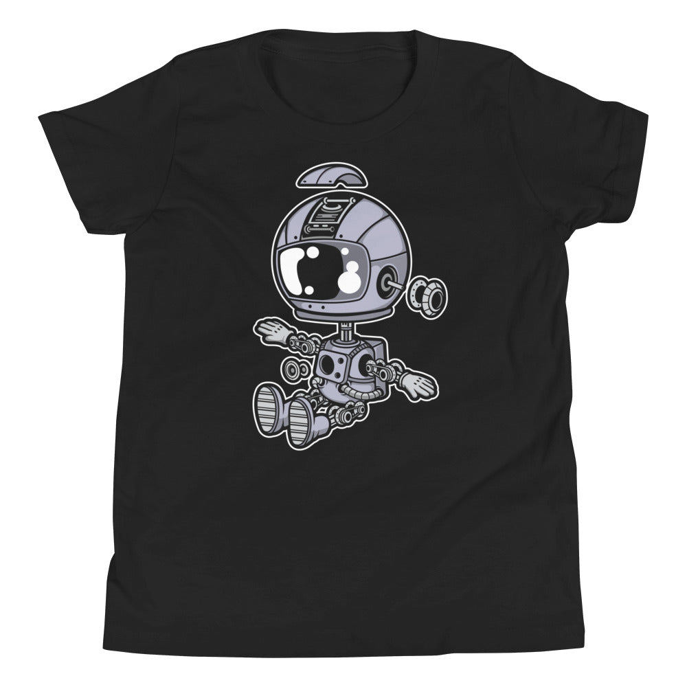 Astronaut Robot - Youth Short Sleeve T-Shirt - Black Front