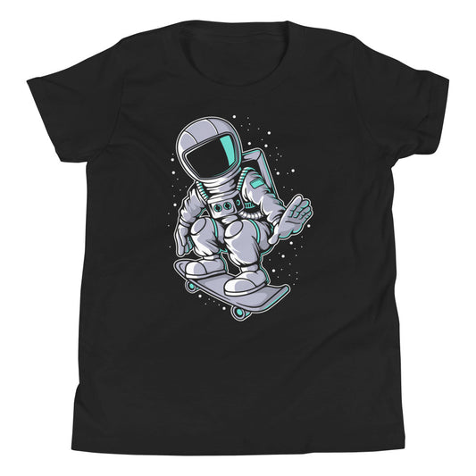 Astronaut Skater - Youth Short Sleeve T-Shirt - Black Front