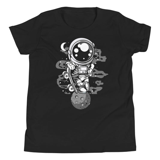 Astronaut Skater Boy - Youth Short Sleeve T-Shirt - Black Front