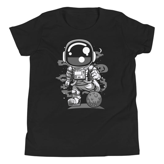 Astronaut Soccer - Youth Short Sleeve T-Shirt - Black Front