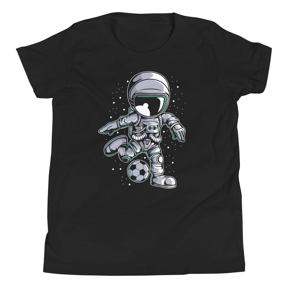 Astronaut Soccer 2 - Youth Short Sleeve T-Shirt- Black Front