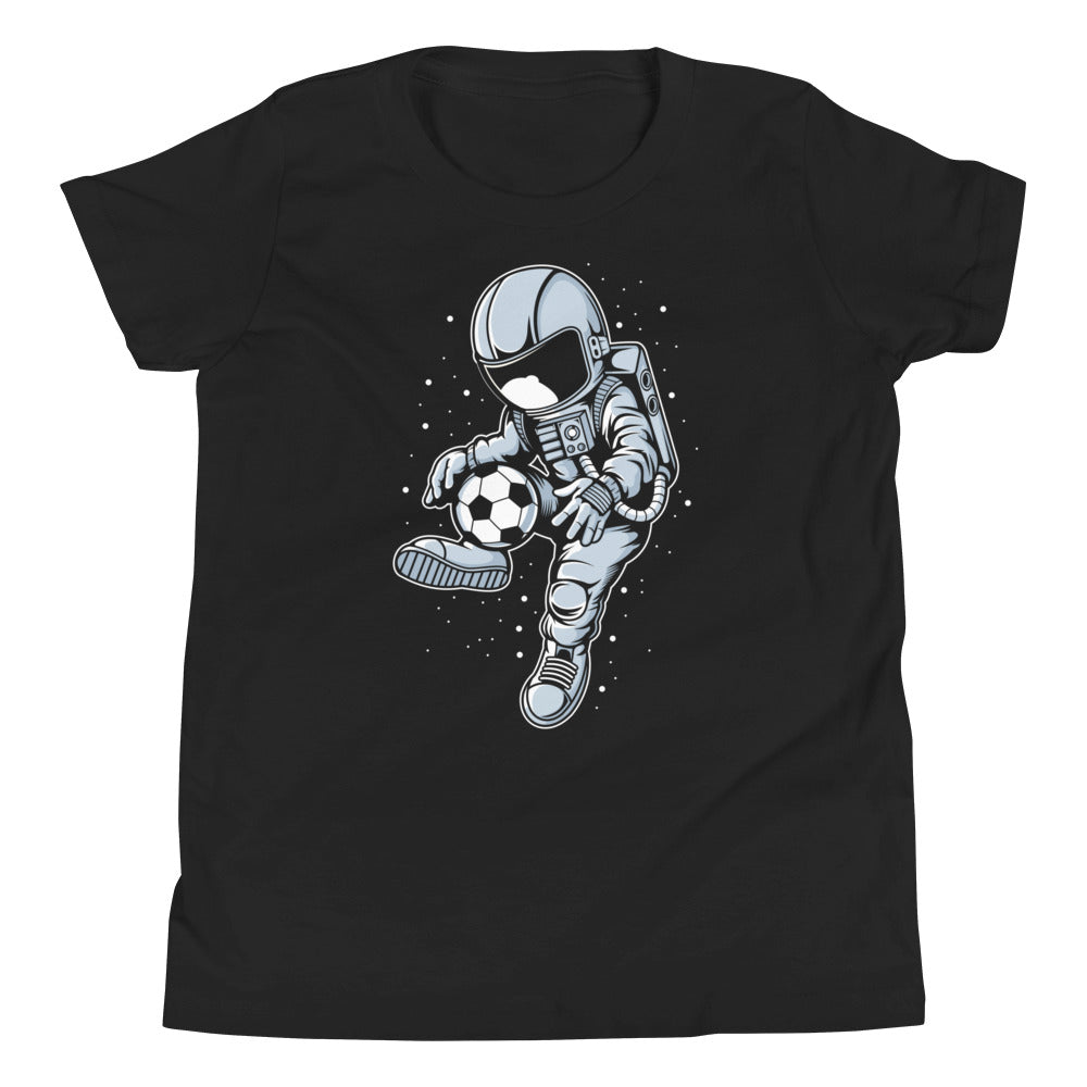 Astronaut Soccer Player - Youth Short Sleeve T-Shirt - Black Front