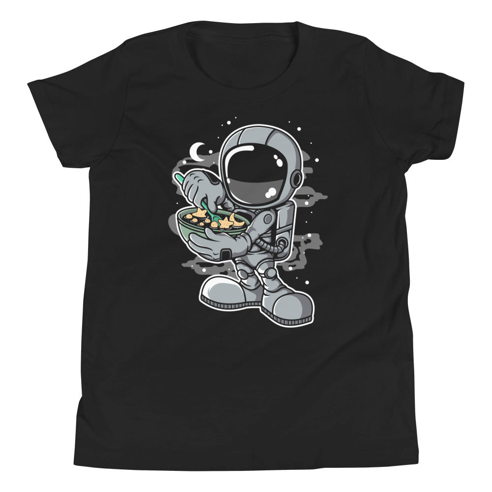 Astronaut Star Flakes - Youth Short Sleeve T-Shirt - Black Front