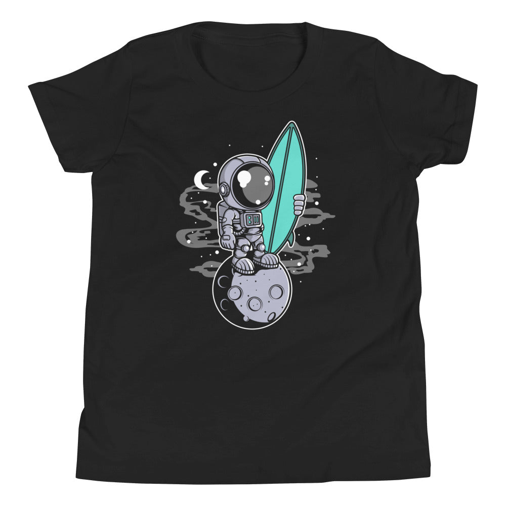 Astronaut Surfer - Youth Short Sleeve T-Shirt - Black Front