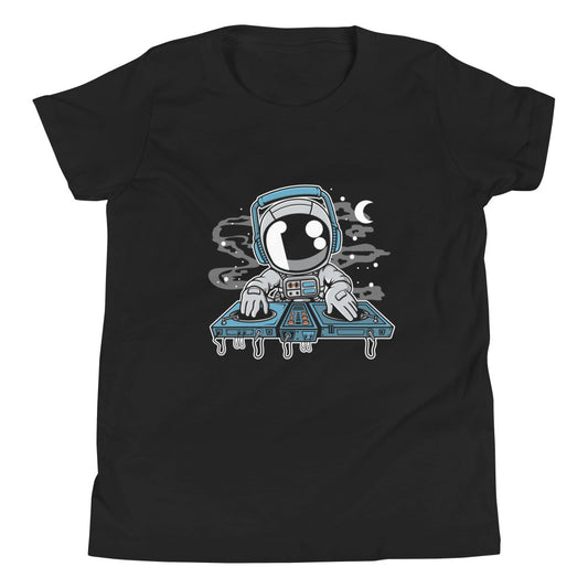 Astronaut Turntable - Youth Short Sleeve T-Shirt - Black Front