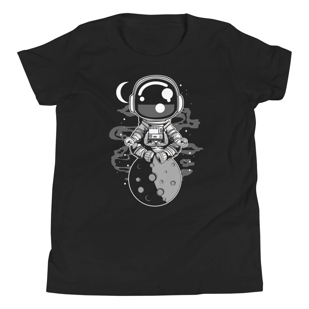 Astronaut Yoga - Youth Short Sleeve T-Shirt - Black Front