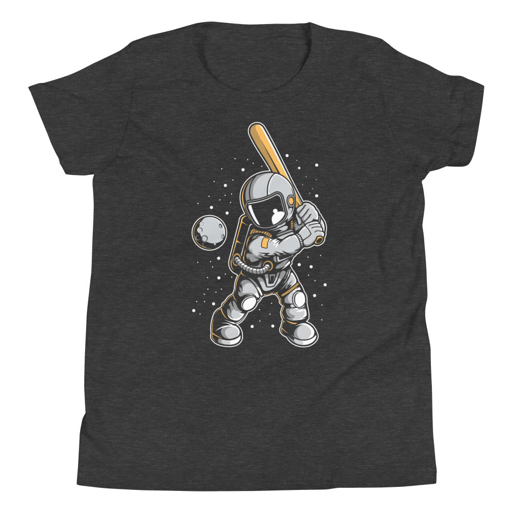 Astronaut Baseball - Youth Short Sleeve T-Shirt - Dark Grey Heather Front