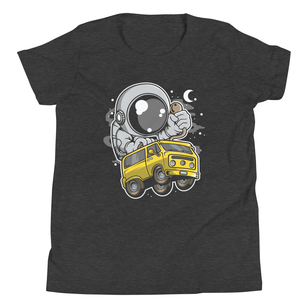 Astronaut Car Racer - Youth Short Sleeve T-Shirt - Dark Grey Heather Front