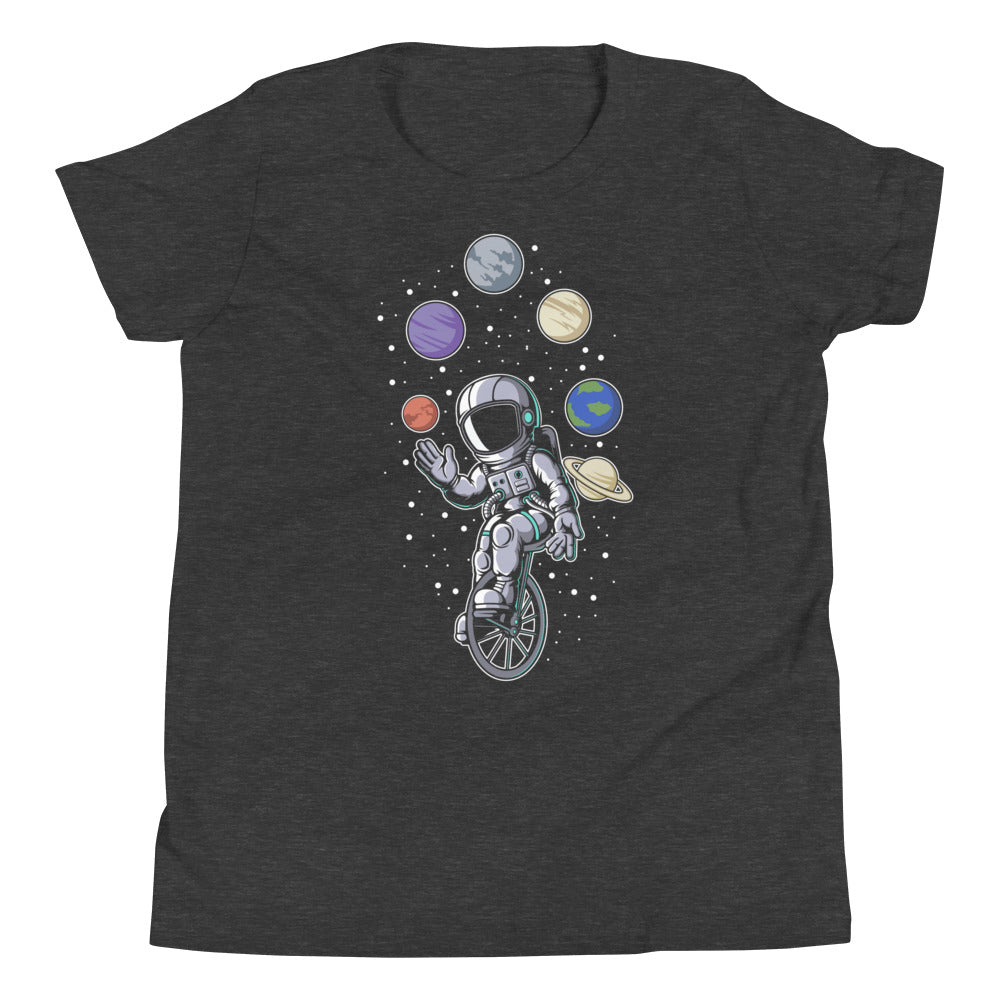 Astronaut Circus - Youth Short Sleeve T-Shirt - Dark Grey Heather Front