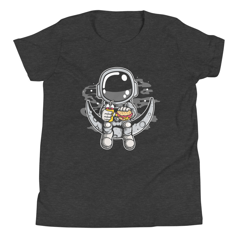 Astronaut Crescent - Youth Short Sleeve T-Shirt - Dark Grey Heather Front