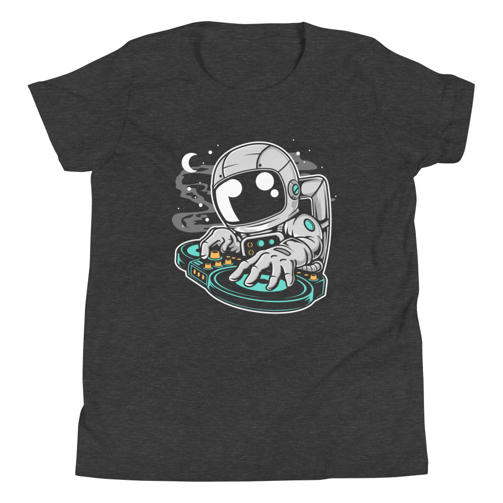 Astronaut DJ - Youth Short Sleeve T-Shirt - Dark Grey Heather Front