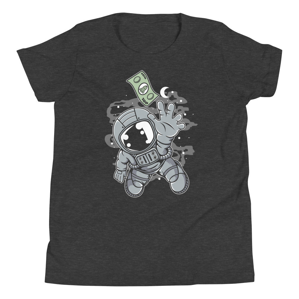 Astronaut Dollar - Youth Short Sleeve T-Shirt - Dark Grey Heather Front