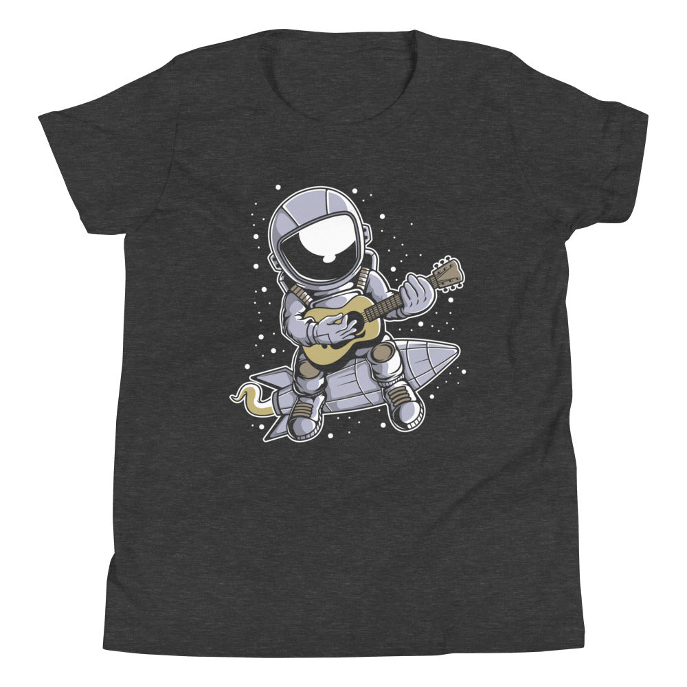 Astronaut Guitar - Youth Short Sleeve T-Shirt - Dark Grey Heather Front