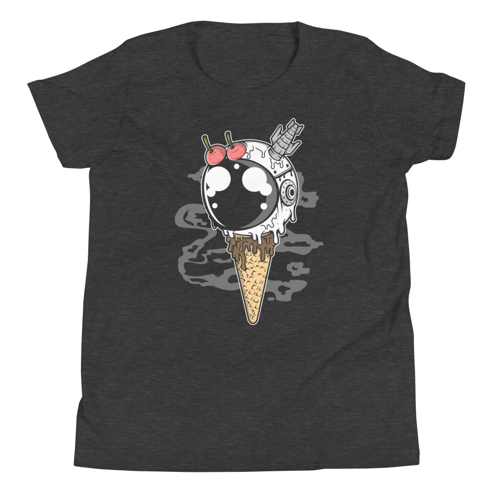 Astronaut Ice Cream 2 - Youth Short Sleeve T-Shirt - Dark Grey Heather Front