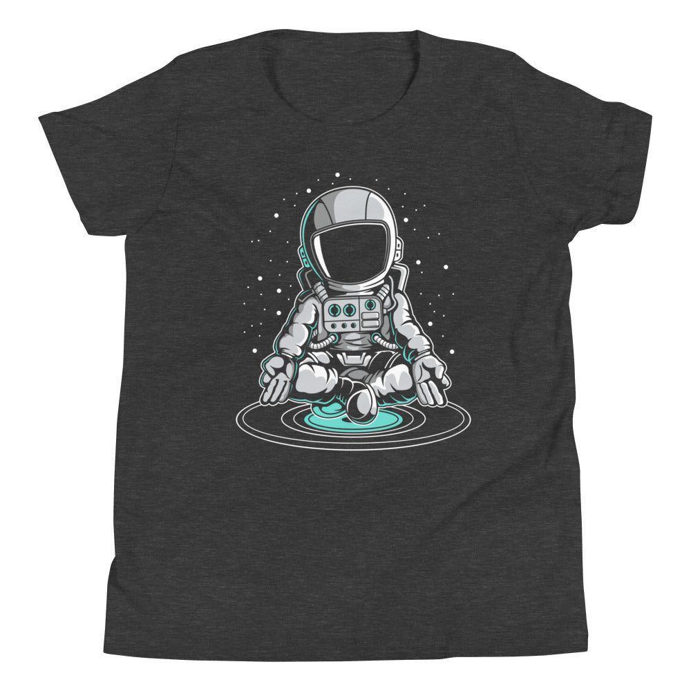 Astronaut Meditation - Youth Short Sleeve T-Shirt - Dark Grey Heather Front