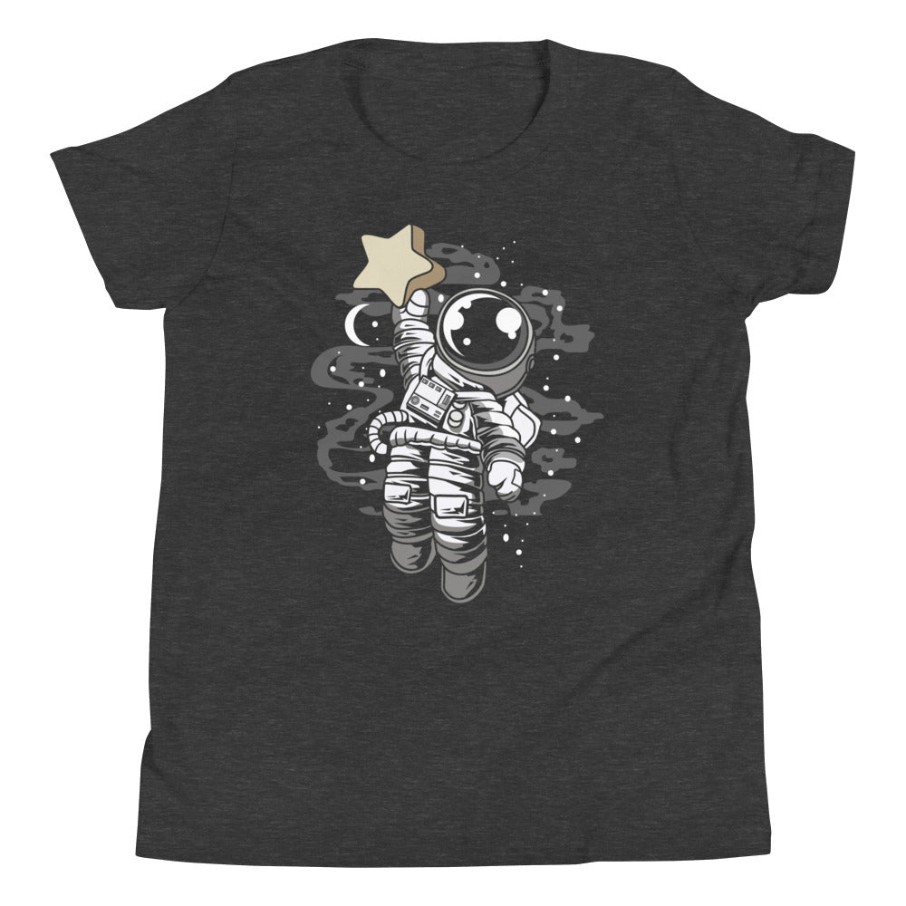 Astronaut Reach the Star - Youth Short Sleeve T-Shirt - Dark Grey Heather Front