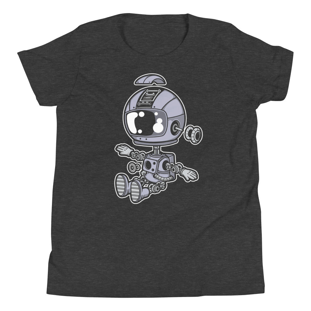 Astronaut Robot - Youth Short Sleeve T-Shirt - Dark Grey Heather Front