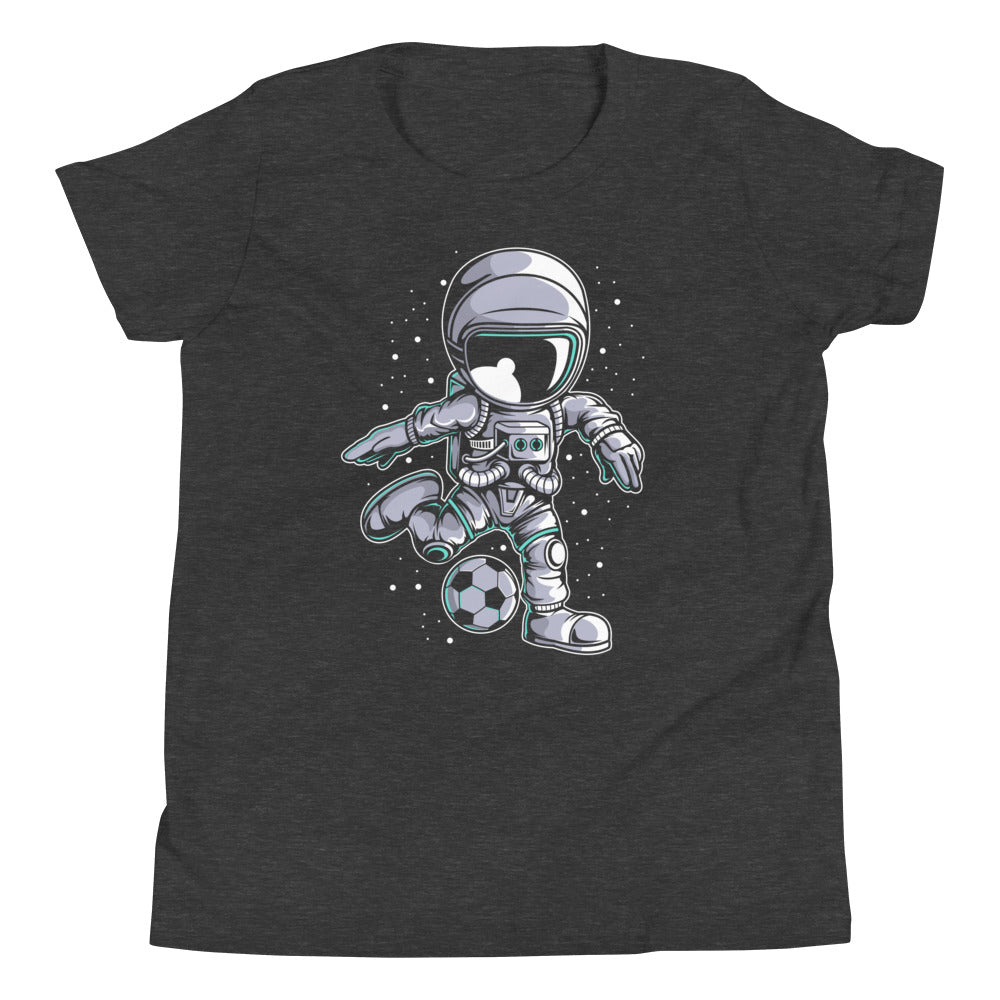 Astronaut Soccer 2 - Youth Short Sleeve T-Shirt - Dark Grey Heather Front