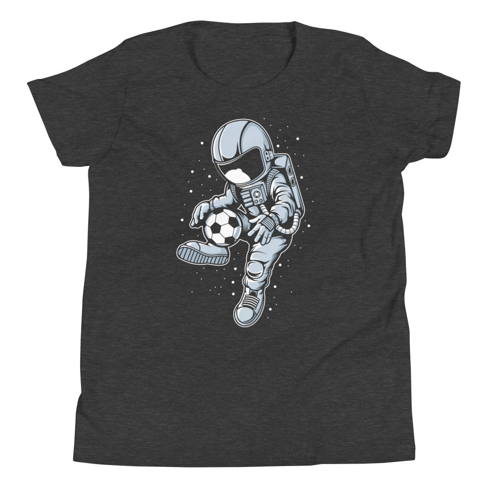 Astronaut Soccer Player - Youth Short Sleeve T-Shirt - Dark Great Heather Front