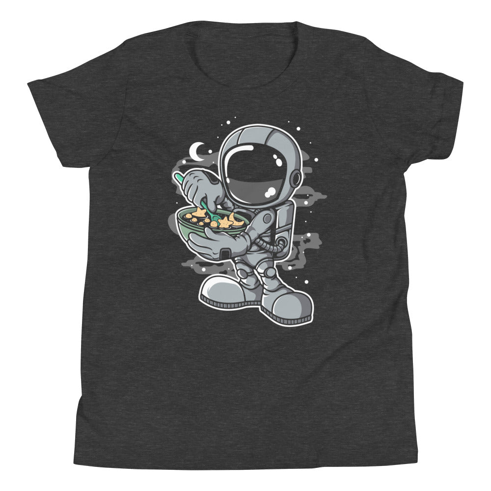 Astronaut Star Flakes - Youth Short Sleeve T-Shirt - Dark Grey Heather Front